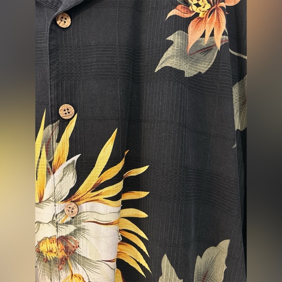 Paradise Coves 100% Silk Tropical Palm Leaf Floral Short Sleeve Shirt Men Size L - Picture 6 of 7